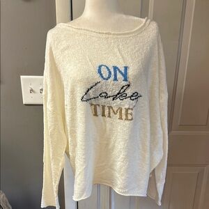 Maurices Blue and White Crew Neck Sweater Soft and Versatile